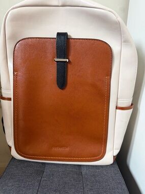 Women’s Cream & Brown Leather Accent Backpack
